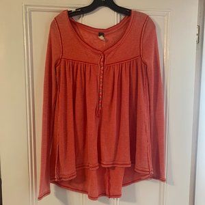 Free People Size XS Orange Long Sleeve Top